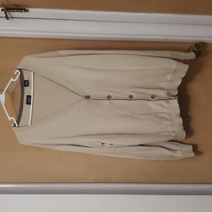 Men's Haggar V-neck long sleeve sweater, tan and brown, dad, career, casual, XL